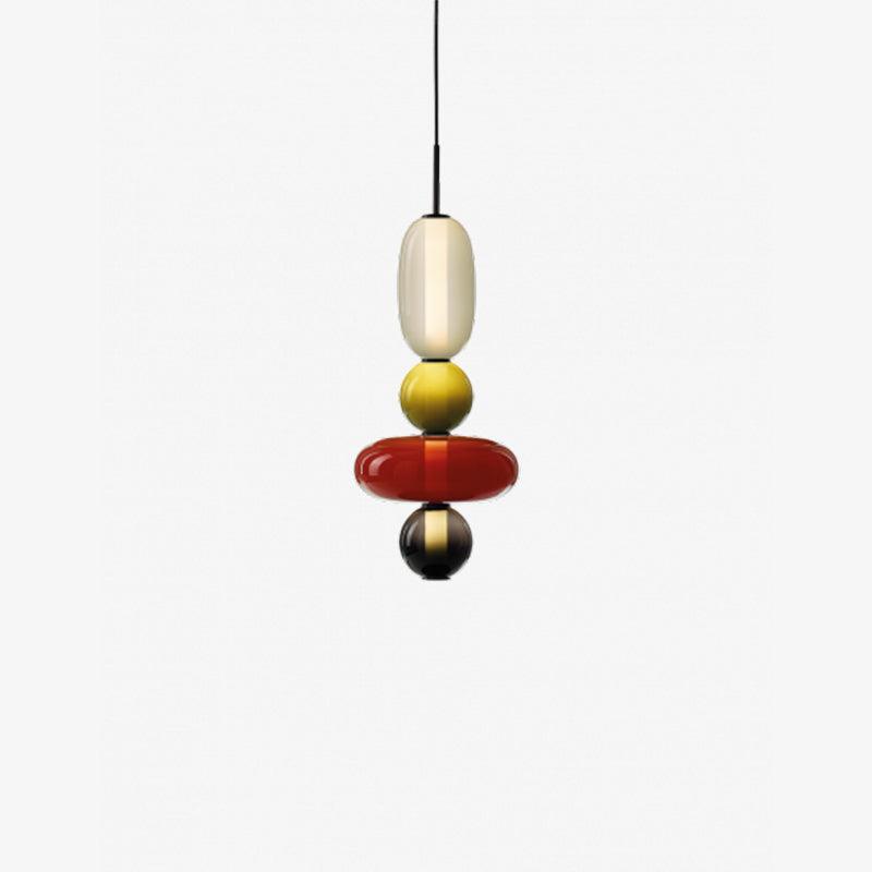 Candied Glass Combo Pendant Light - Long canopy 2 heads A1: L 11.8″ x W 4.7″ x H 59″Warm LightBlushlighting