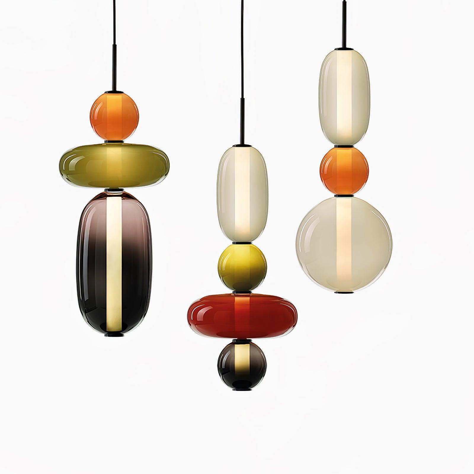 Candied Glass Combo Pendant Light - Long canopy 2 heads A1: L 11.8″ x W 4.7″ x H 59″Warm LightBlushlighting