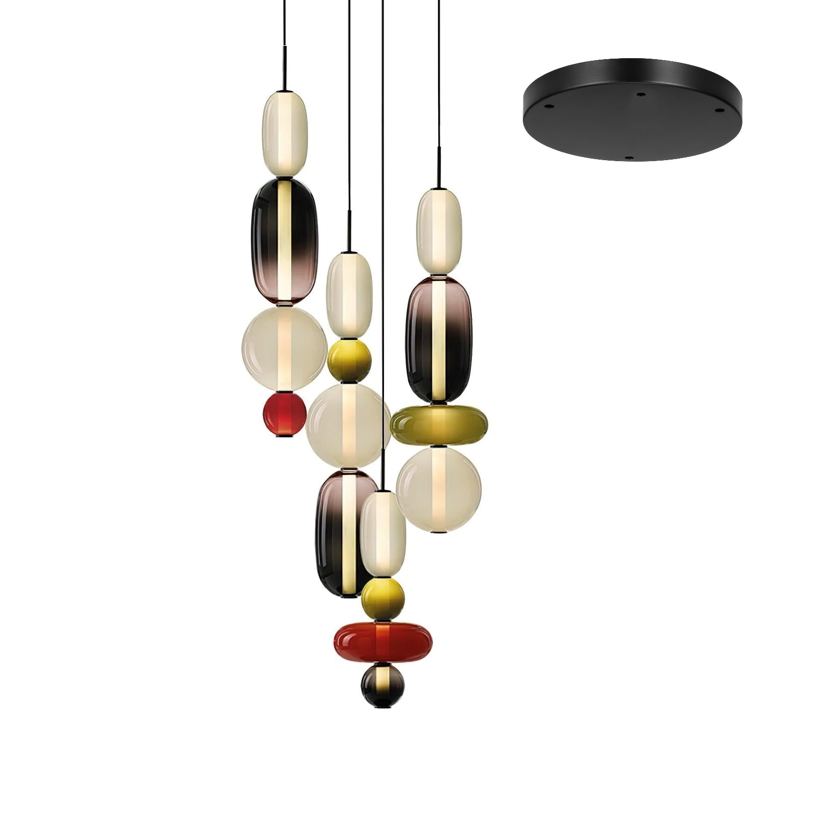 Candied Glass Combo Pendant Light - Long canopy 3 heads A3: L 19.7″ x W 4.7″ x H 59″Warm LightBlushlighting