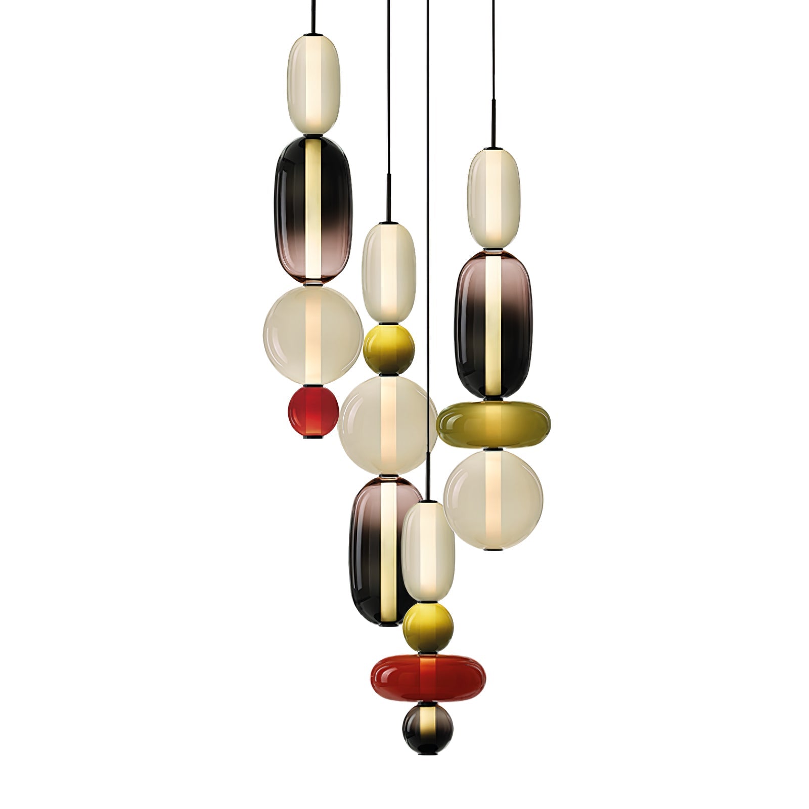 Candied Glass Combo Pendant Light - Long canopy 2 heads A1: L 11.8″ x W 4.7″ x H 59″Warm LightBlushlighting
