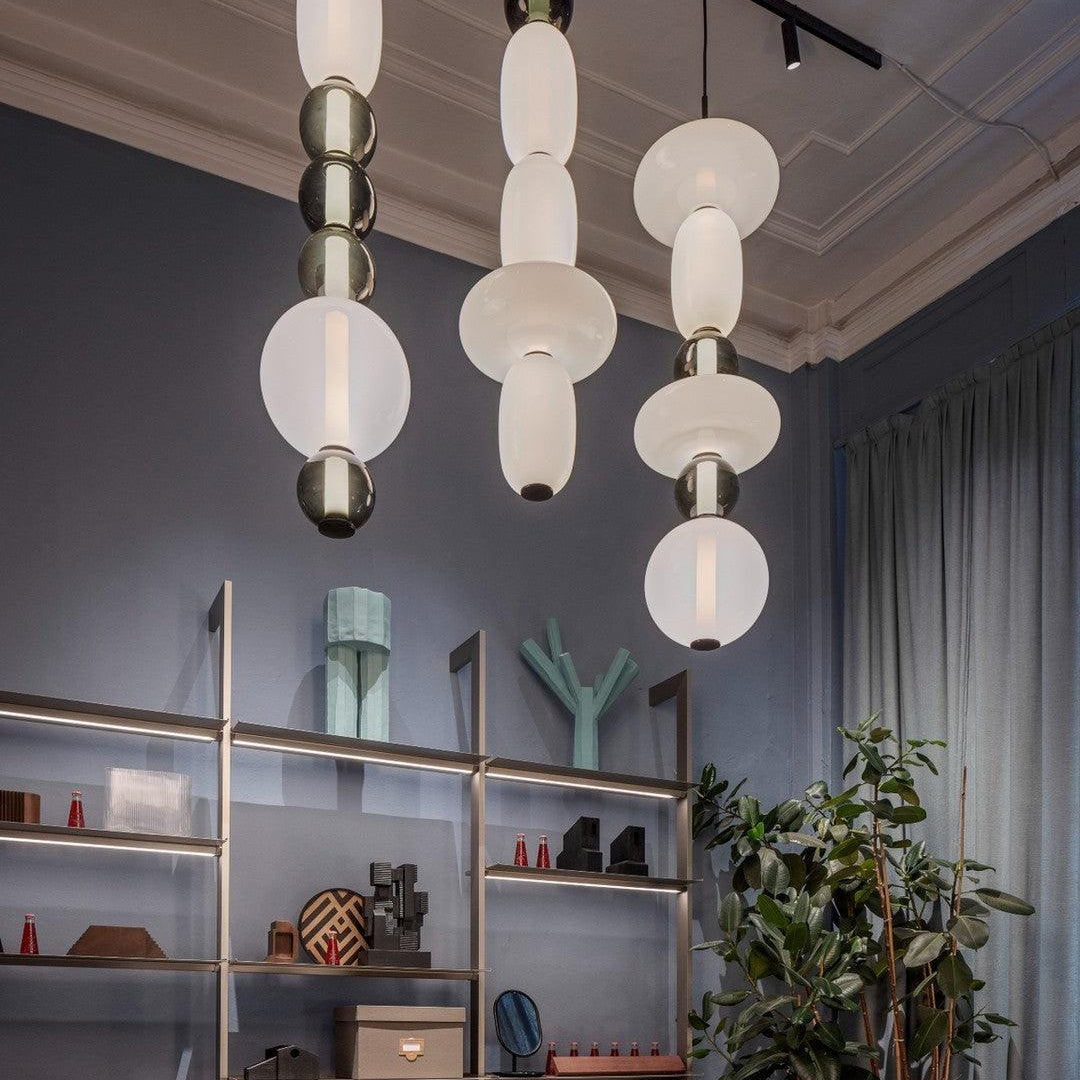 Candied Glass Combo Pendant Light - Long canopy 2 heads A1: L 11.8″ x W 4.7″ x H 59″Warm LightBlushlighting