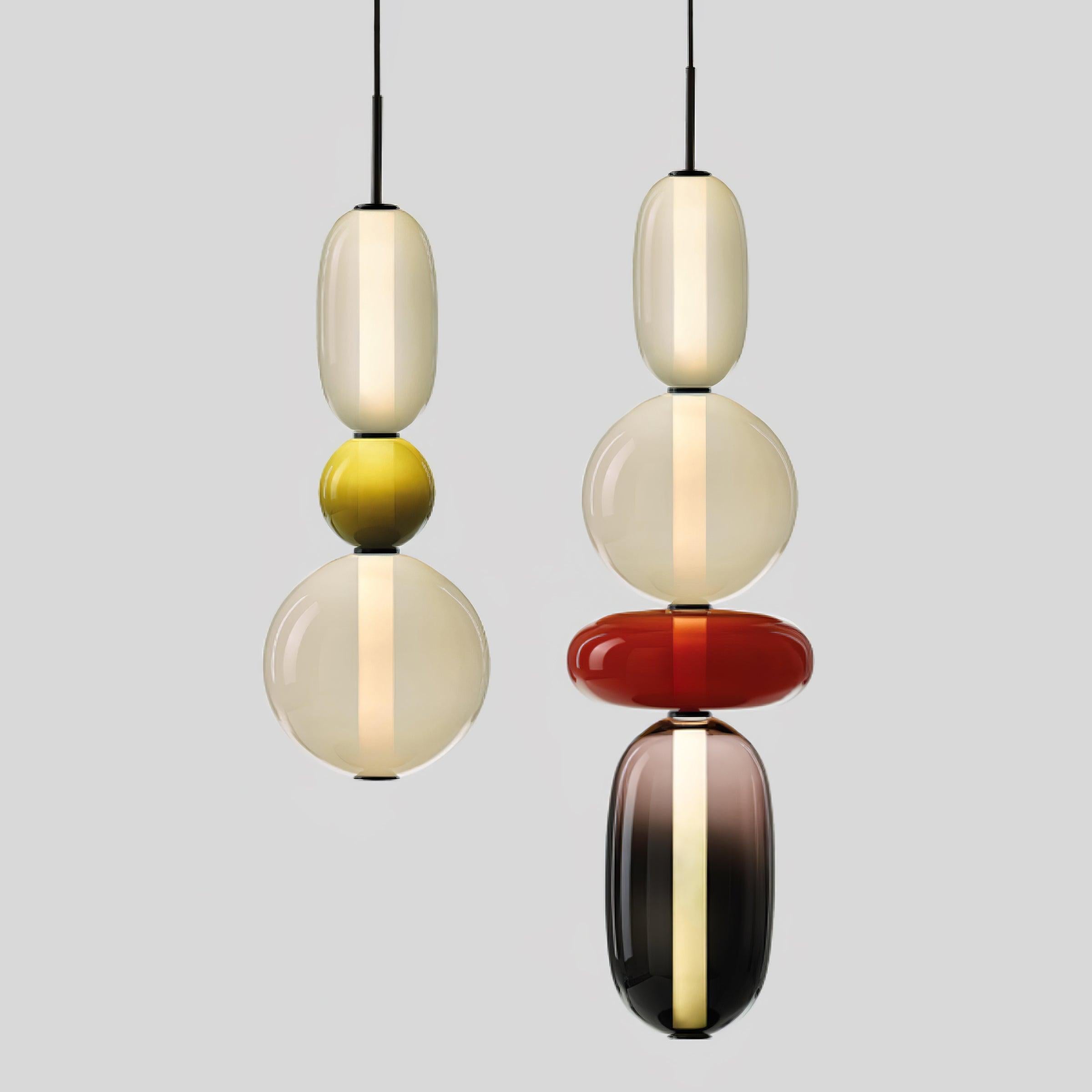 Candied Glass Combo Pendant Light - Long canopy 2 heads A1: L 11.8″ x W 4.7″ x H 59″Warm LightBlushlighting