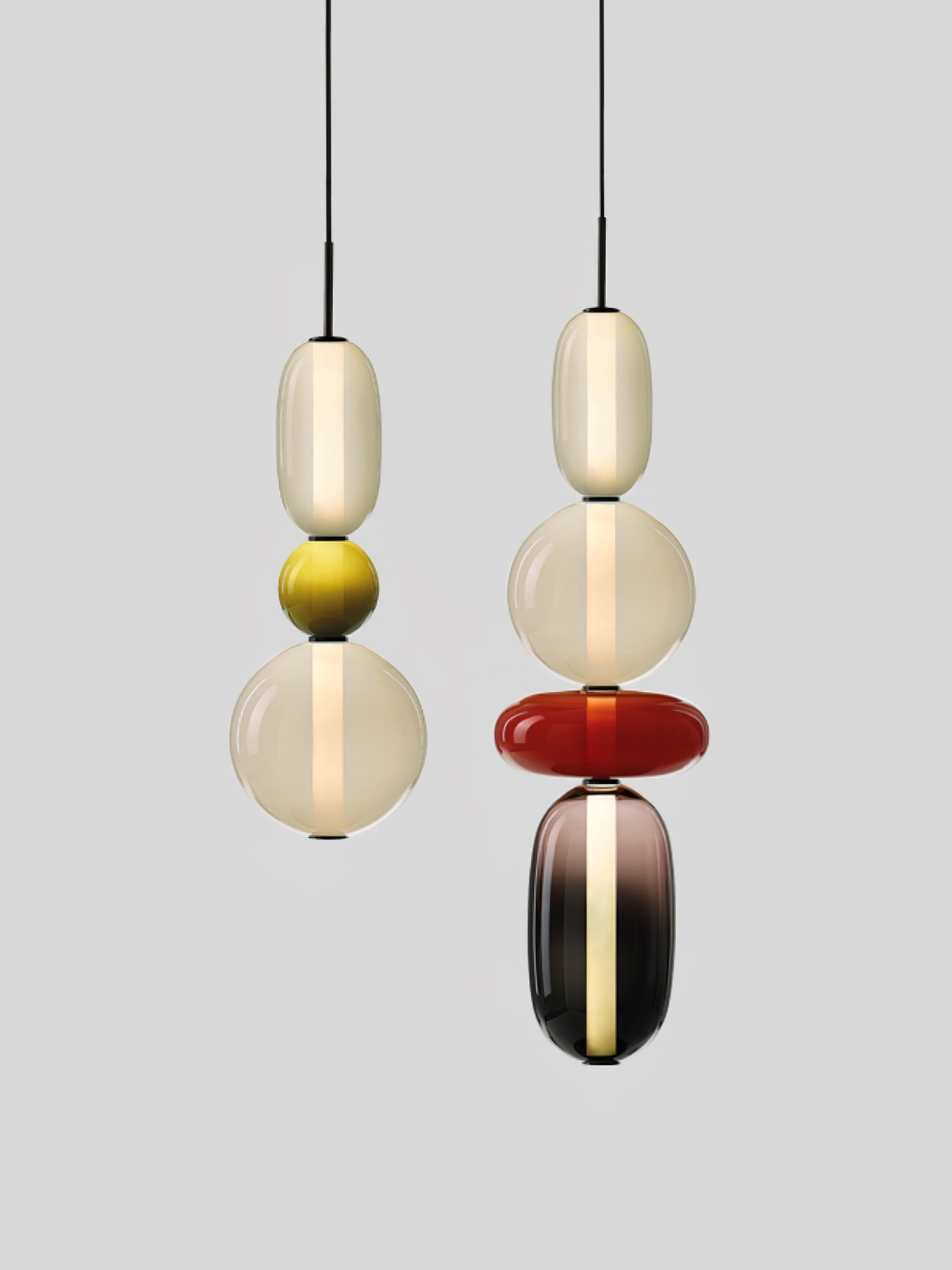 Candied Glass Combo Pendant Light - Long canopy 2 heads A1: L 11.8″ x W 4.7″ x H 59″Warm LightBlushlighting