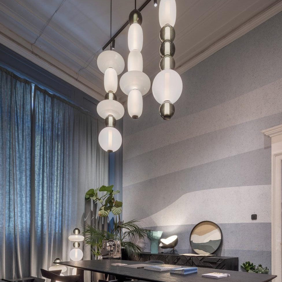 Candied Glass Combo Pendant Light - Long canopy 2 heads A1: L 11.8″ x W 4.7″ x H 59″Warm LightBlushlighting