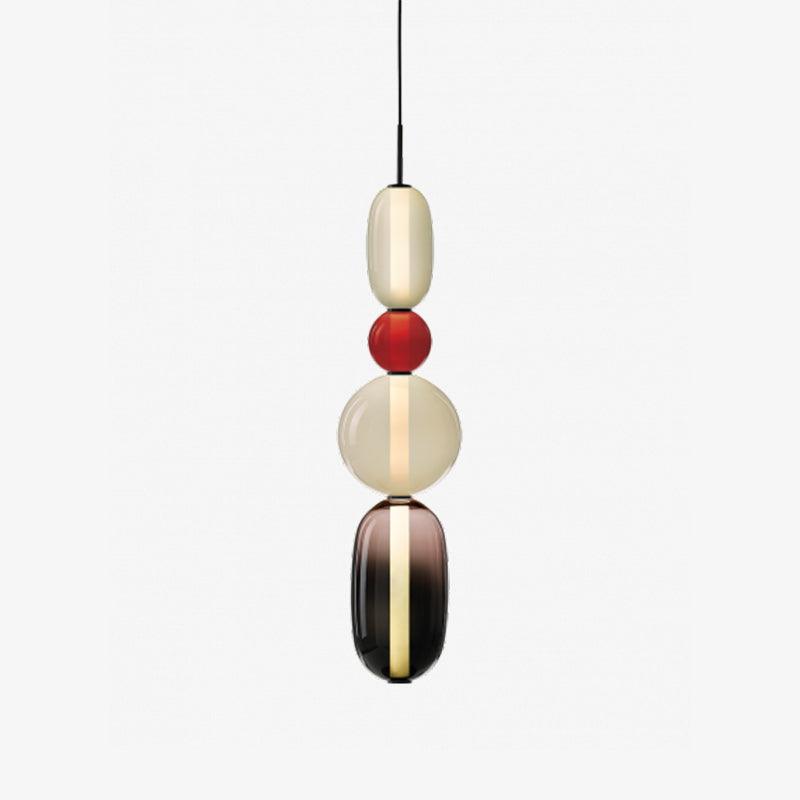 Candied Glass Combo Pendant Light - Long canopy 2 heads A1: L 11.8″ x W 4.7″ x H 59″Warm LightBlushlighting