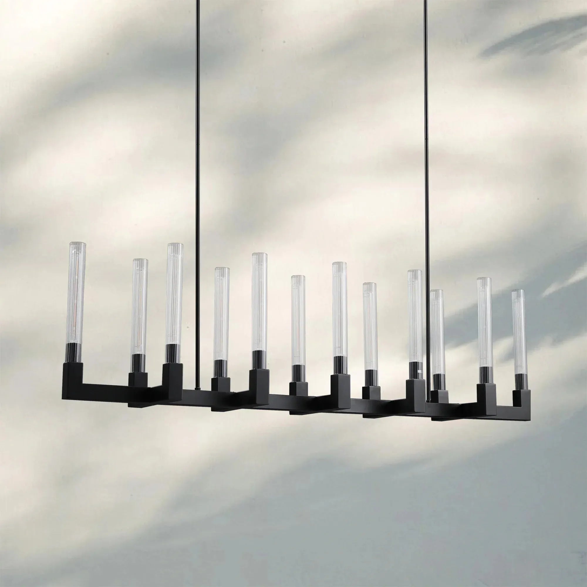 Cannel Candlestick Glass Linear Chandelier-