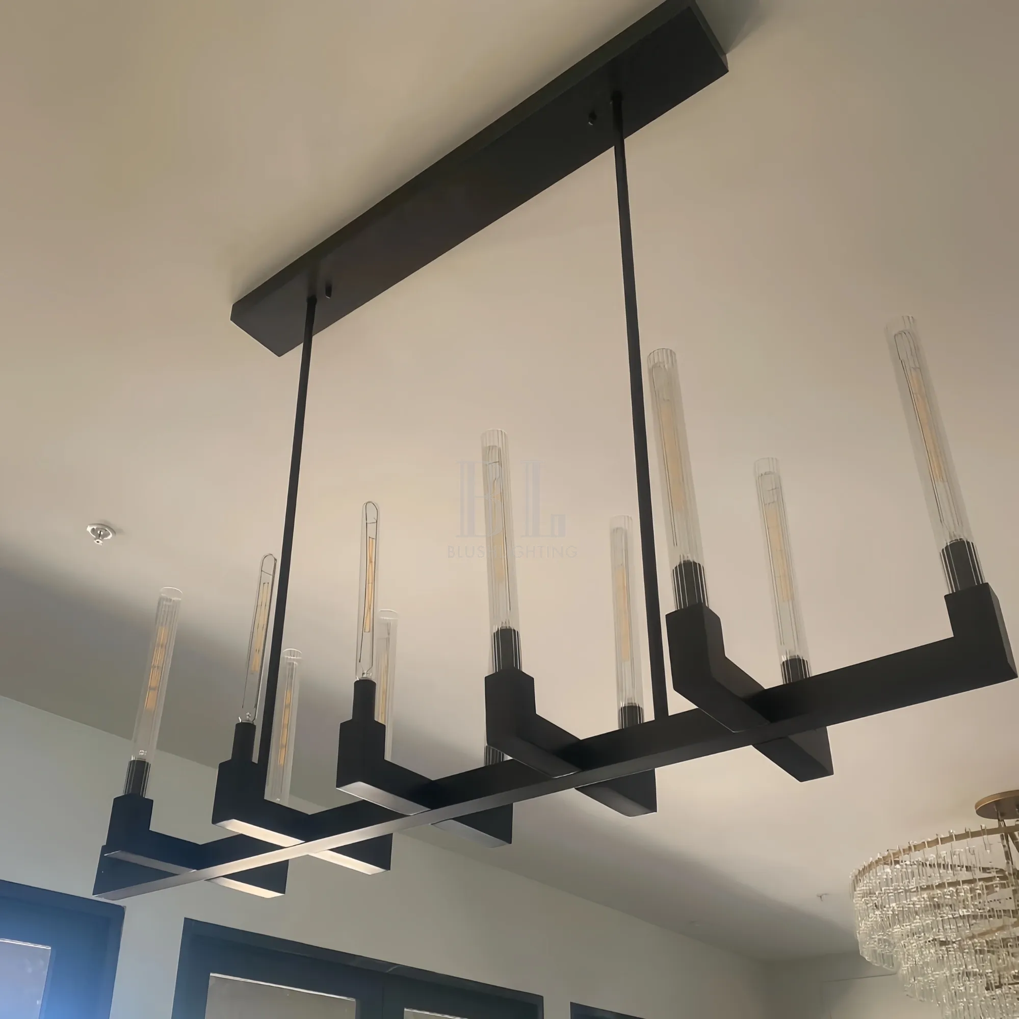 Cannel Candlestick Glass Linear Chandelier-Blushlighting