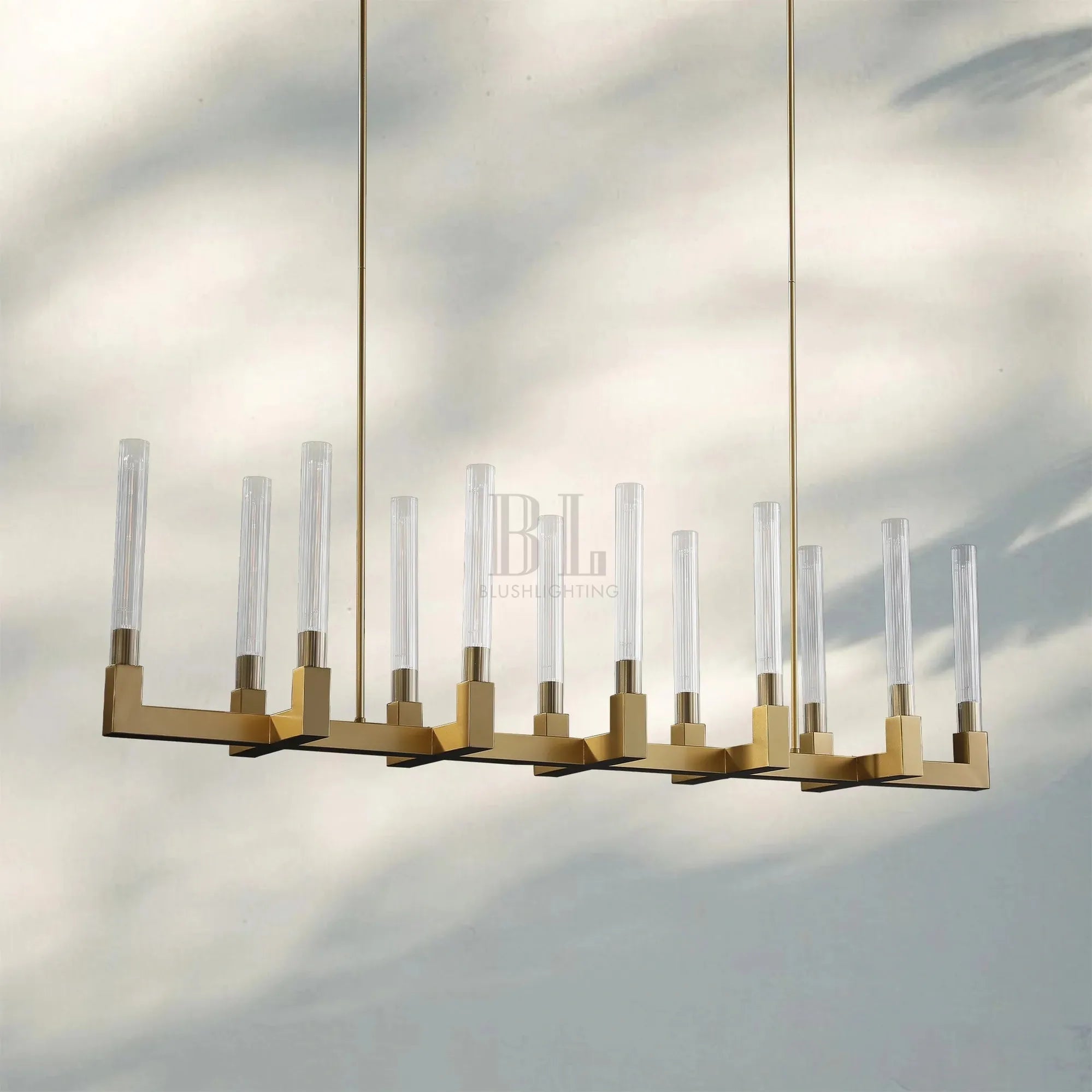 Cannel Candlestick Glass Linear Chandelier-
