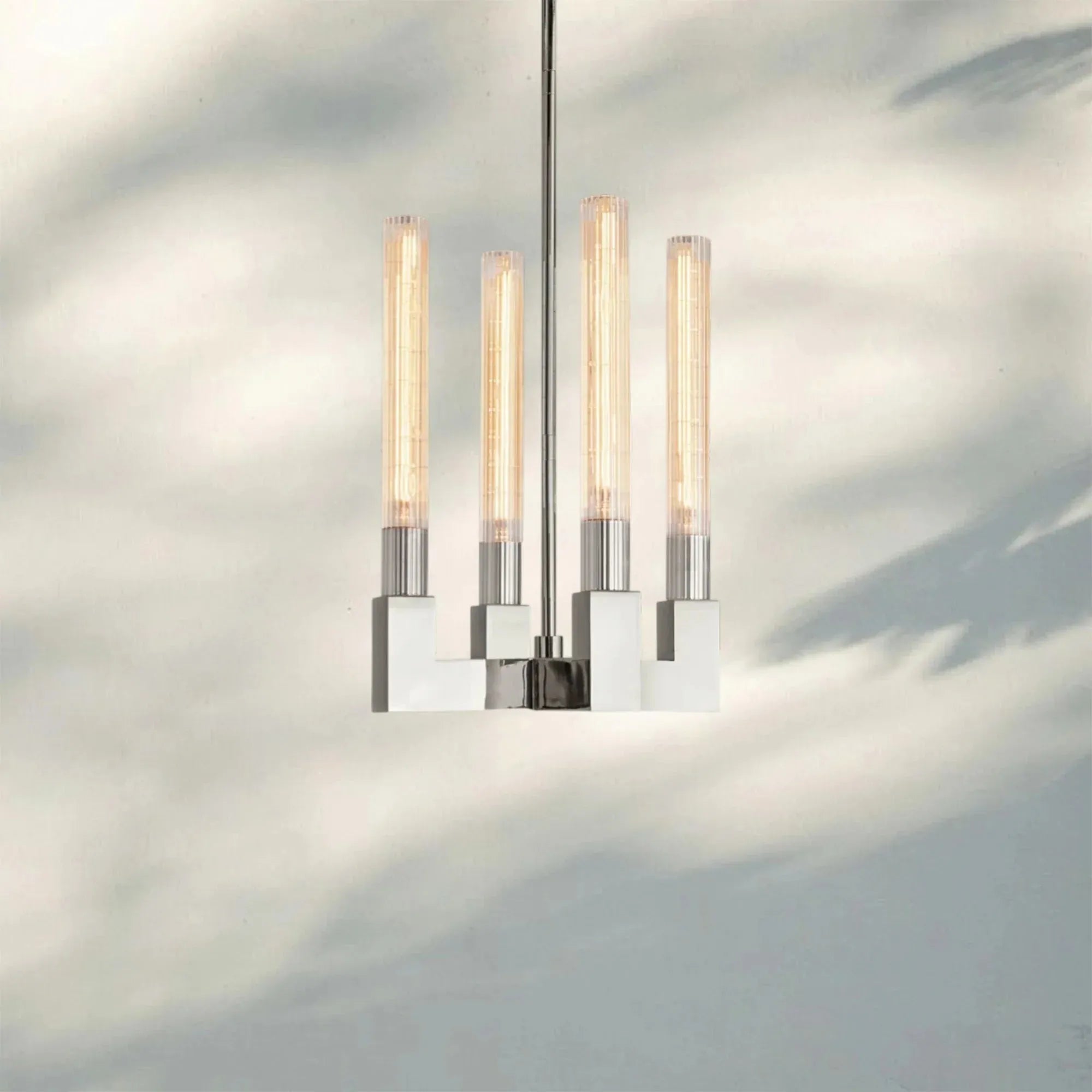 Cannel Candlestick Glass Pendant Light-Polished Nickel-