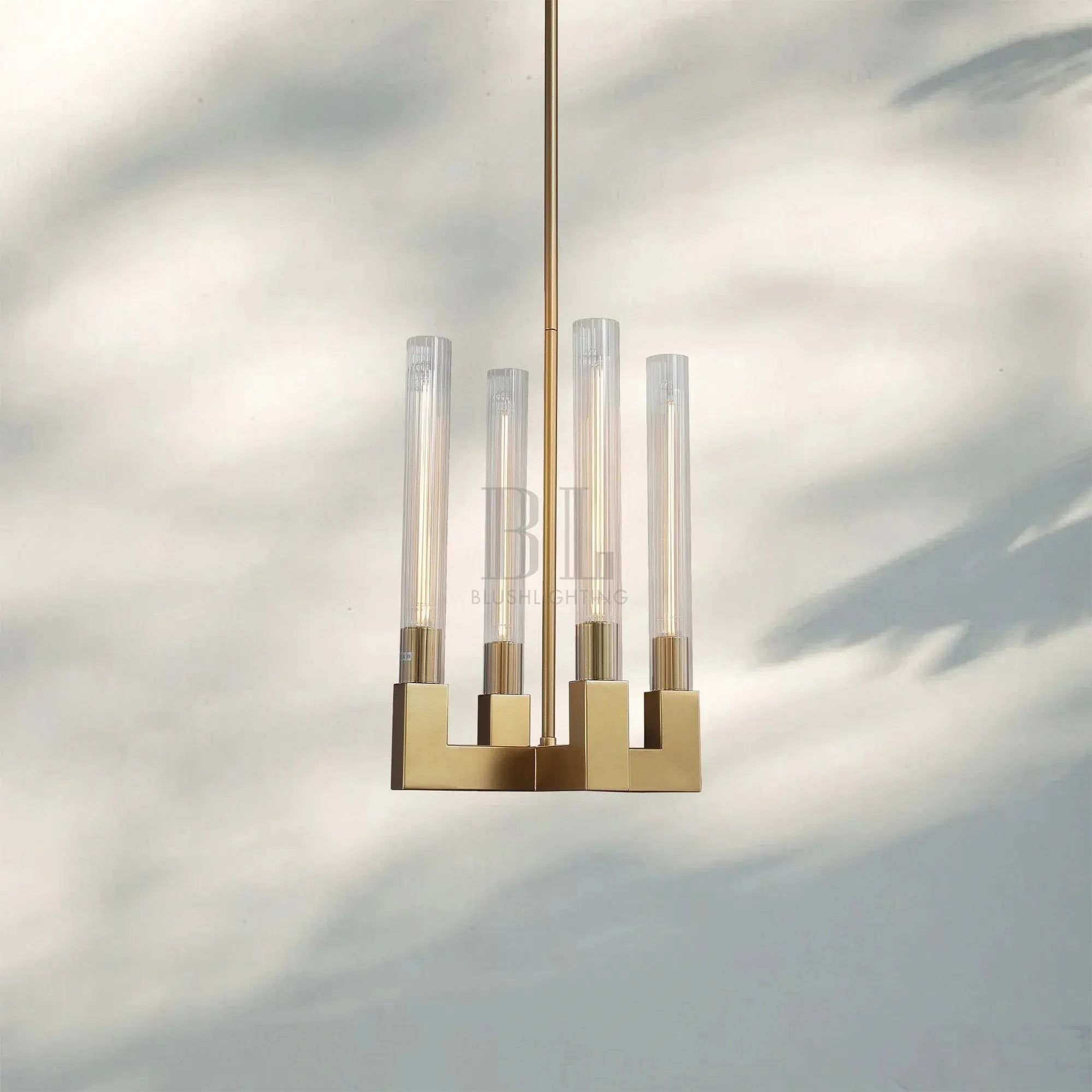 Cannel Candlestick Glass Pendant Light-Lacquered Burnished Brass-