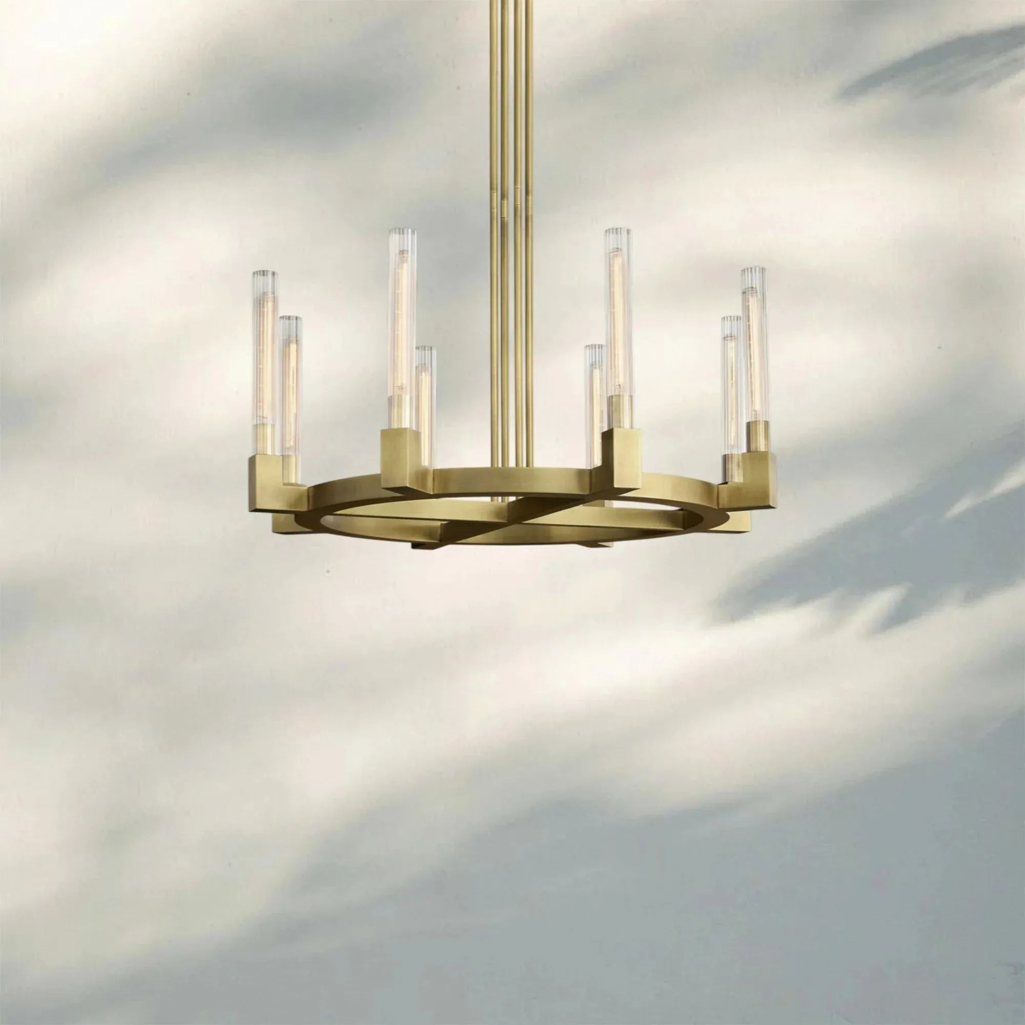 Cannel Candlestick Round Chandelier 36"48"60"72"-Round 36" diam-Lacquered Brass-