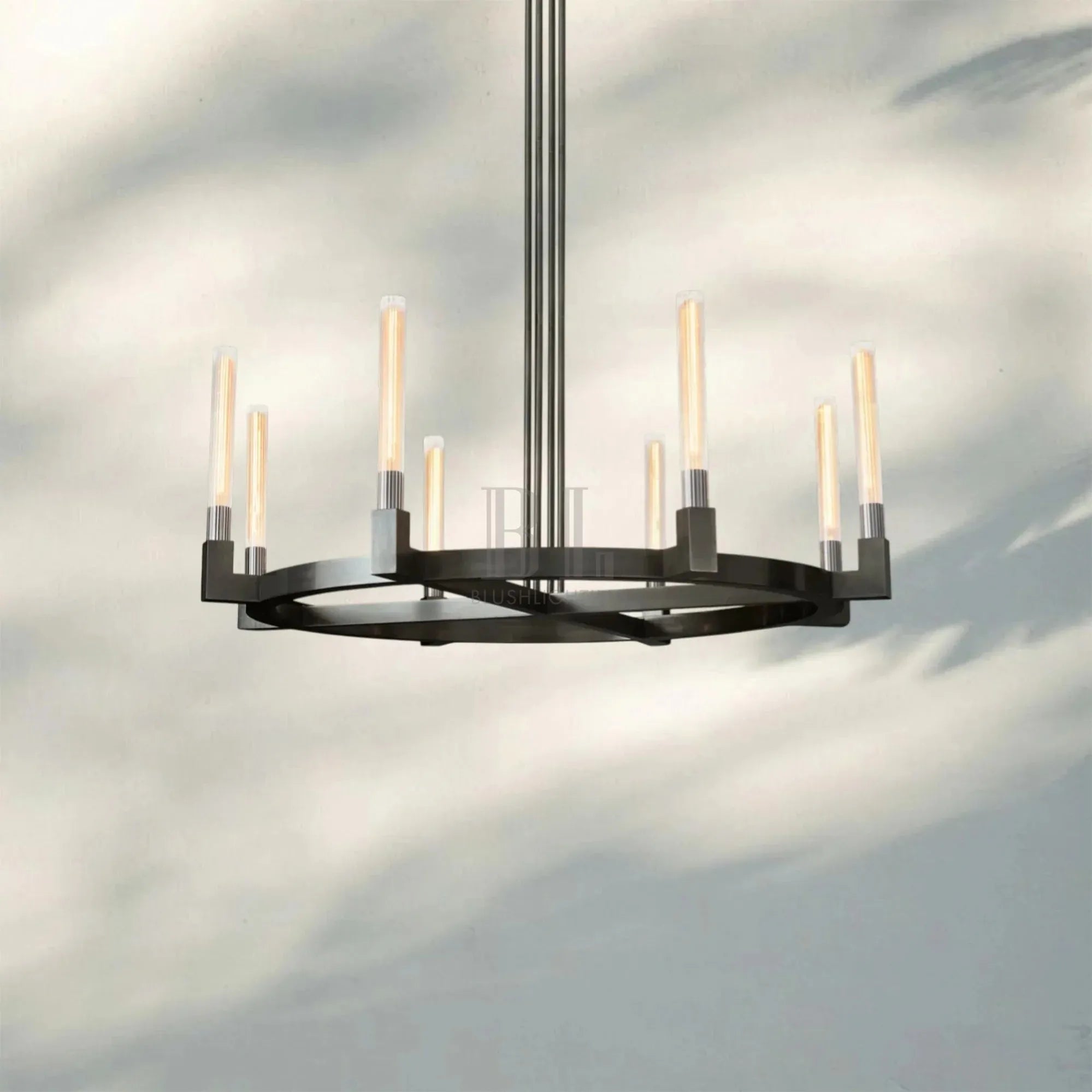 Cannel Candlestick Round Chandelier 36"48"60"72"-Round 48" diam-Matte Black-