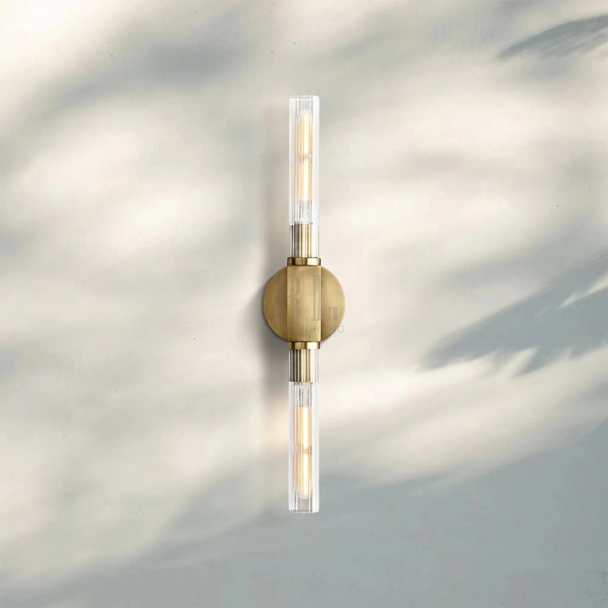 Cannel Glass Linear Wall Sconce-Brass-