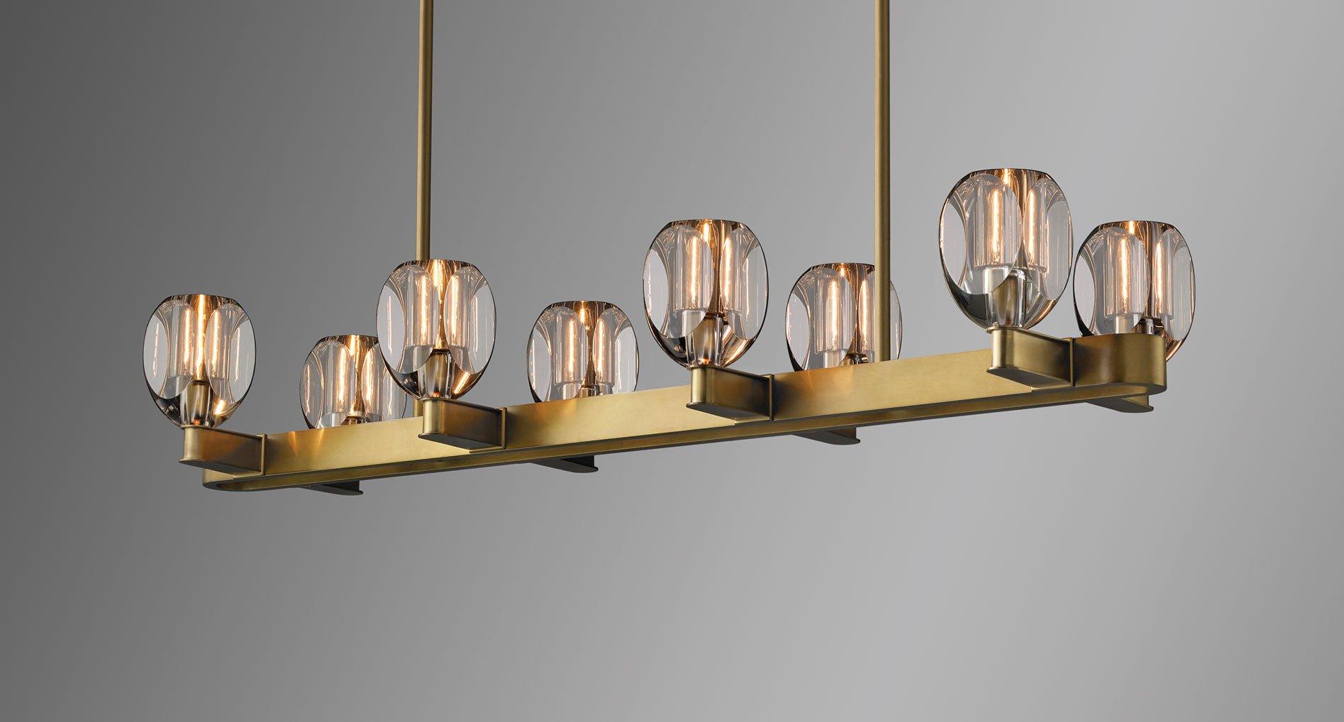 Canson Linear Modern 8 lights Dining Room Chandelier - Brass8 - lightsBlushlighting