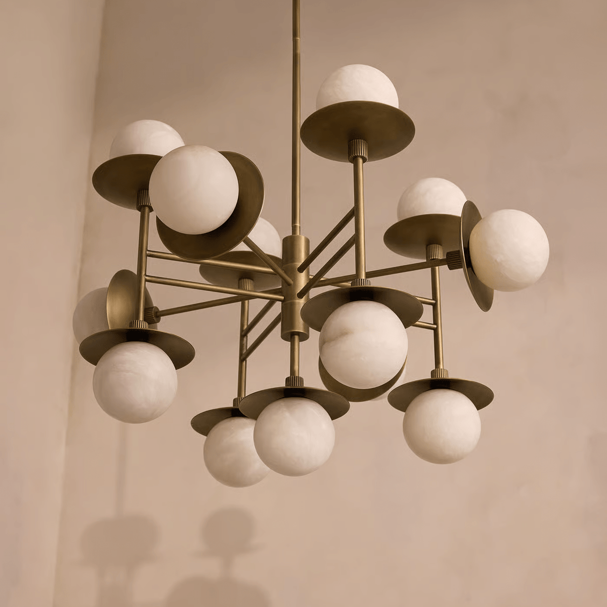 Cara Alabaster Chandelier - ∅ 23.6″ x H 63″Bronze & WhiteBlushlighting