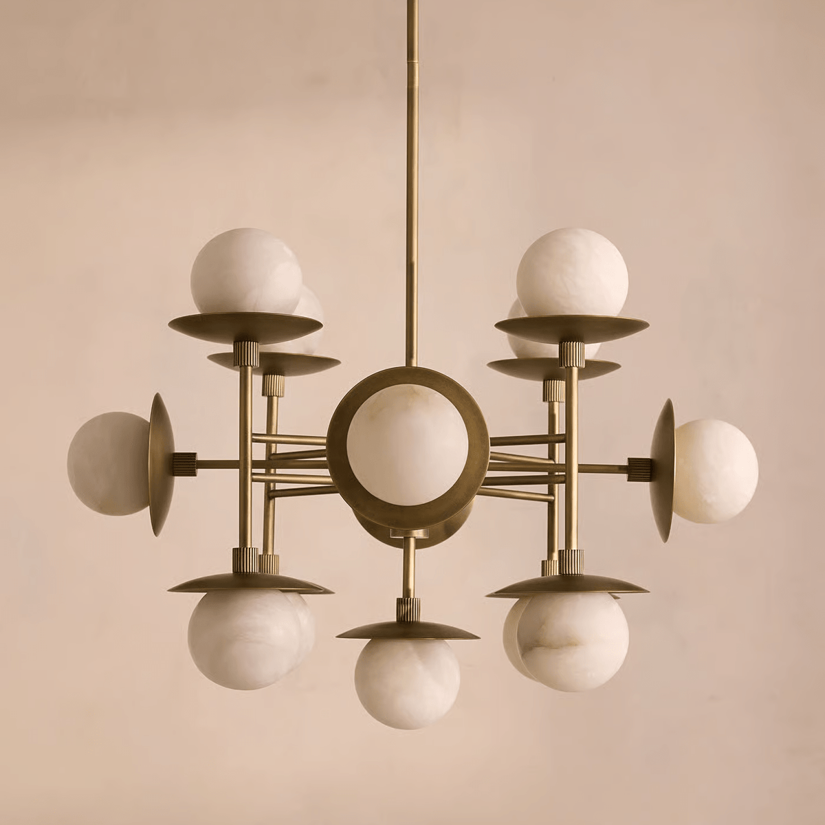 Cara Alabaster Chandelier - ∅ 23.6″ x H 63″Bronze & WhiteBlushlighting