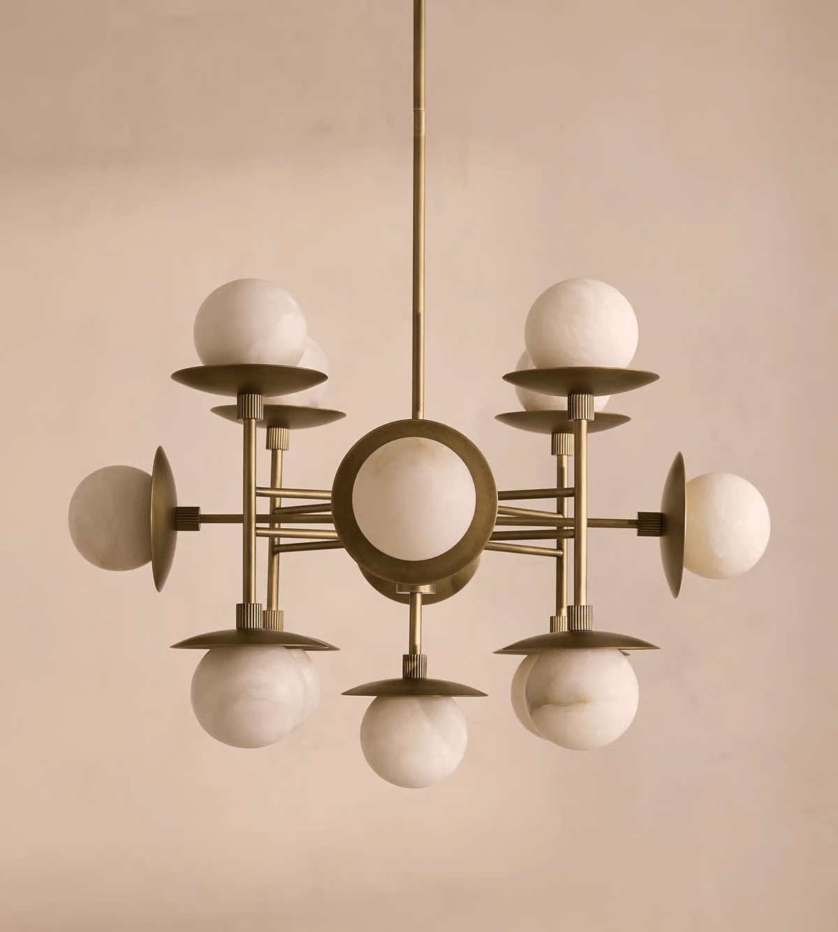 Cara Alabaster Chandelier - ∅ 23.6″ x H 63″Bronze & WhiteBlushlighting