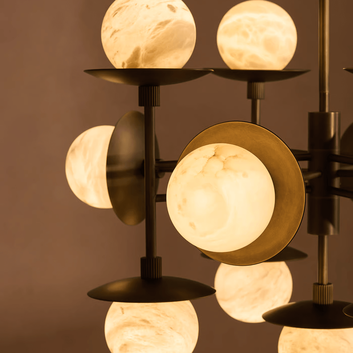 Cara Alabaster Chandelier - ∅ 23.6″ x H 63″Bronze & WhiteBlushlighting