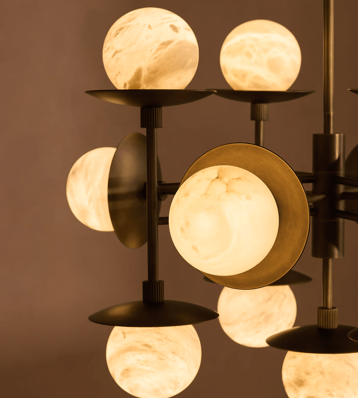 Cara Alabaster Chandelier - ∅ 23.6″ x H 63″Bronze & WhiteBlushlighting