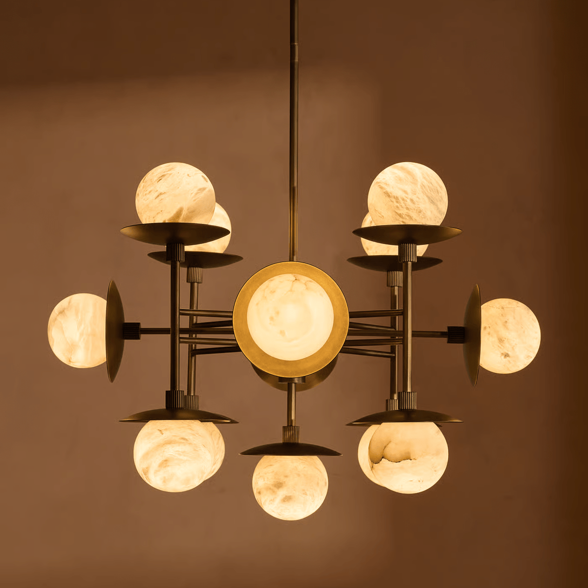 Cara Alabaster Chandelier - ∅ 23.6″ x H 63″Bronze & WhiteBlushlighting