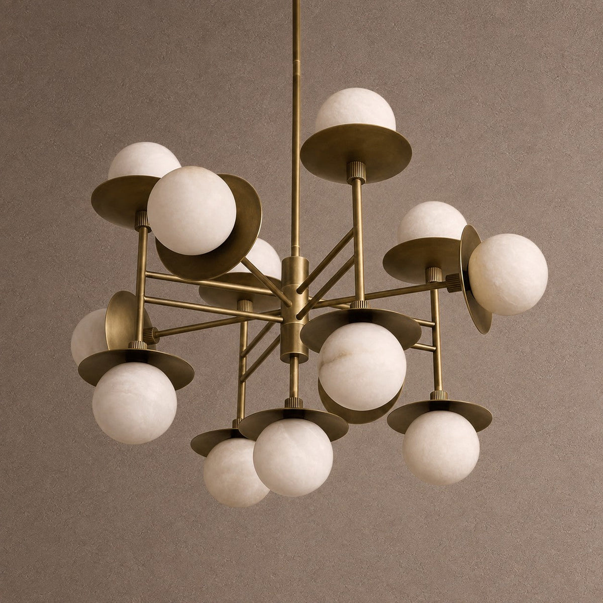 Cara Round Chandelier - ∅ 23.6″ x H 63″Bronze & WhiteBlushlighting