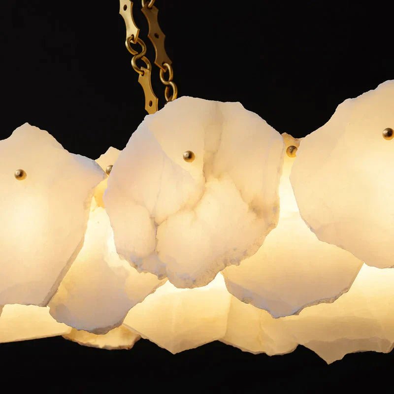 Carlos Alabaster Modern Snowflake Linear Chandelier with Chain - Blushlighting