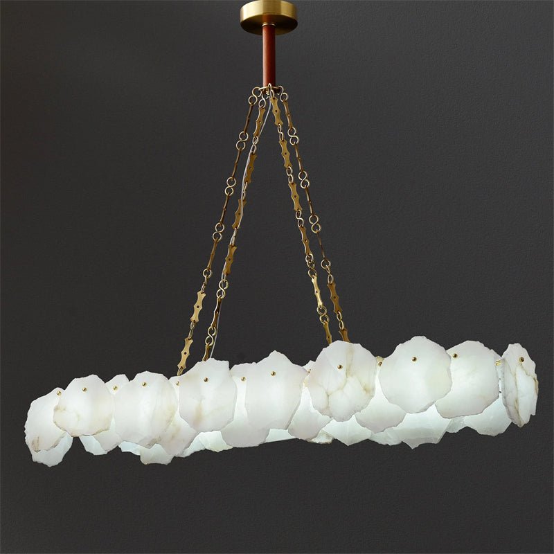 Carlos Alabaster Modern Snowflake Linear Chandelier with Chain - Blushlighting