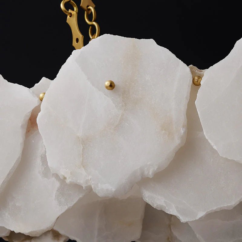 Carlos Alabaster Modern Snowflake Linear Chandelier with Chain - Blushlighting