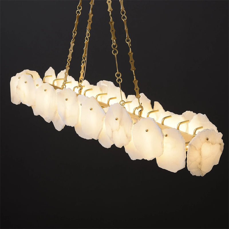 Carlos Alabaster Modern Snowflake Linear Chandelier with Chain - Blushlighting