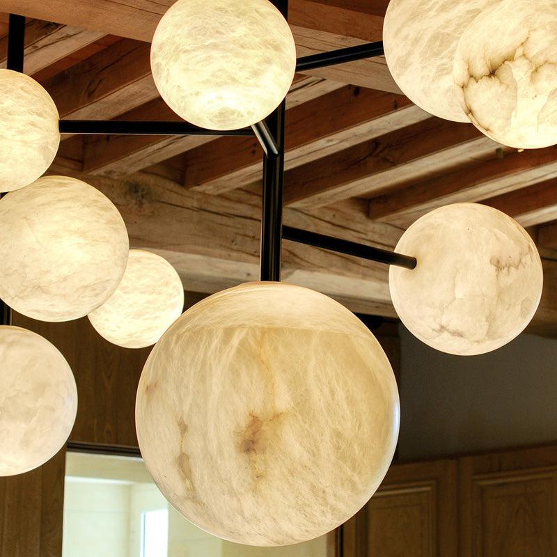 Carol Sphere Delight - Modern Artistic Alabaster Chandelier Light - Blushlighting