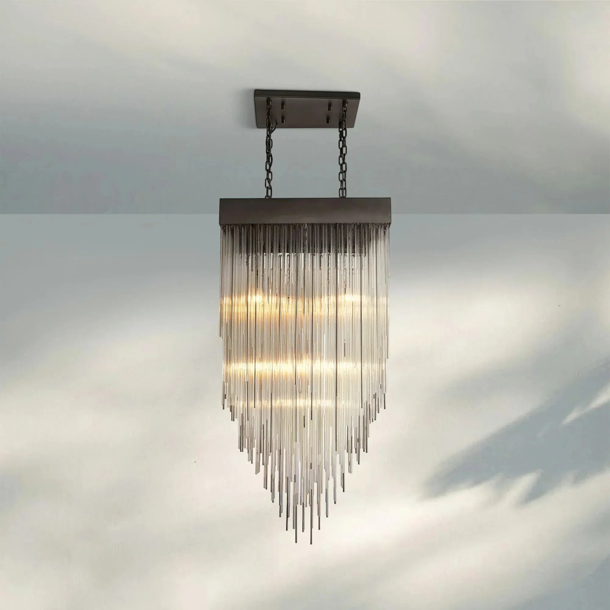 Cascad Square Chandelier 21" 30" Rectangle Chandelier 54''-Square 21''-Matte Black-