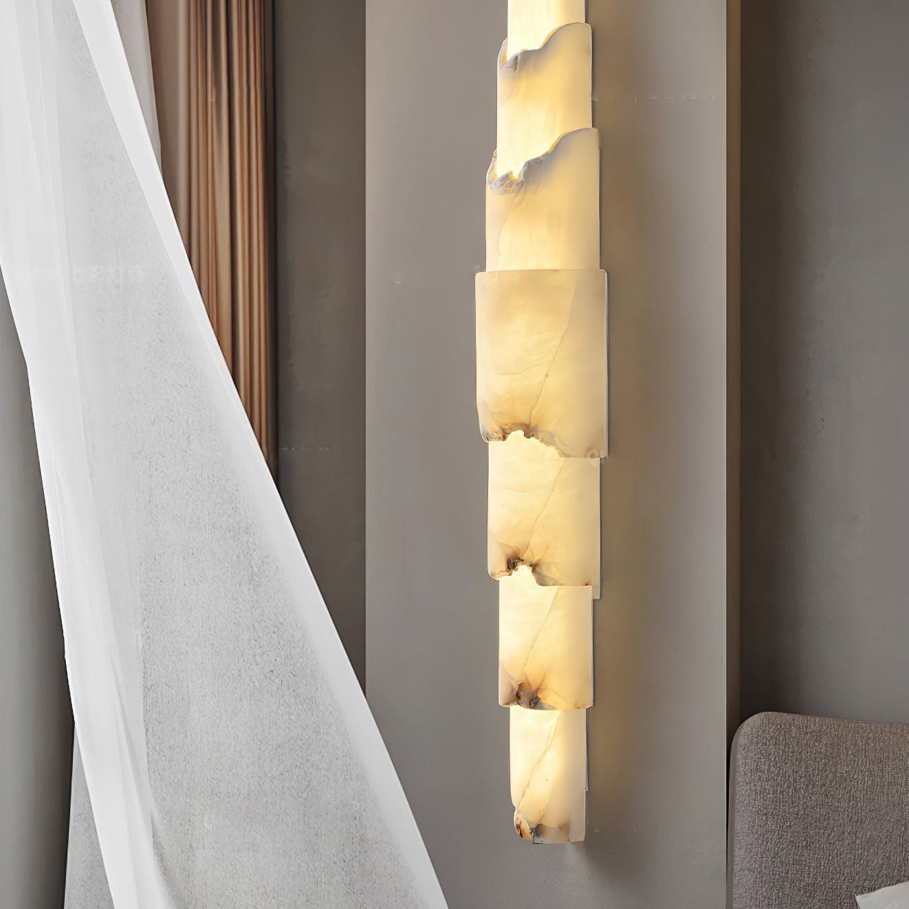 Cascading Alabaster Wall Sconce - ∅ 3.5" x H 23.2"WhiteBlushlighting