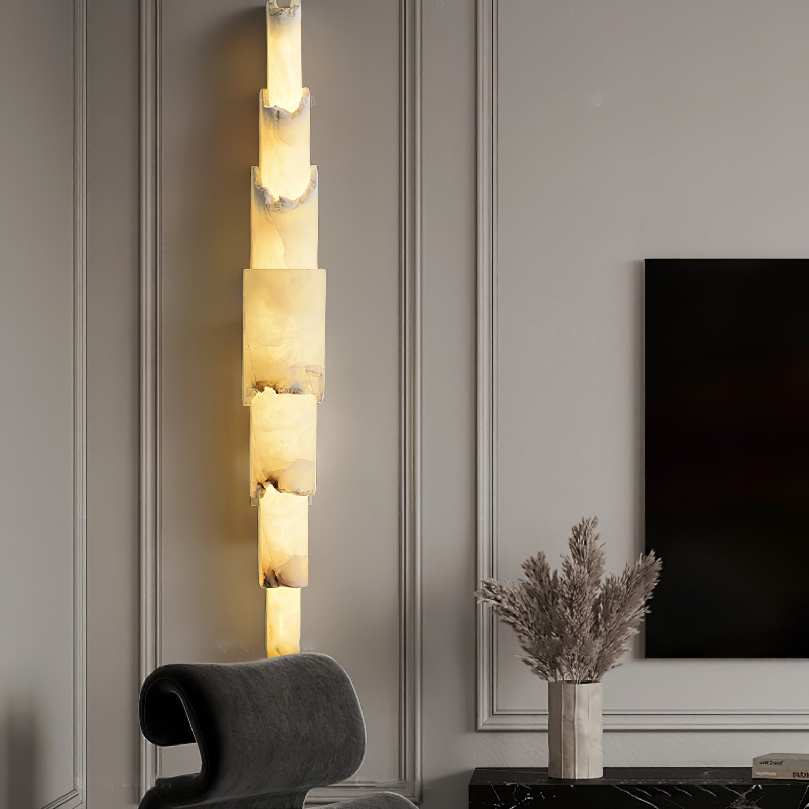 Cascading Alabaster Wall Sconce - ∅ 3.5" x H 23.2"WhiteBlushlighting