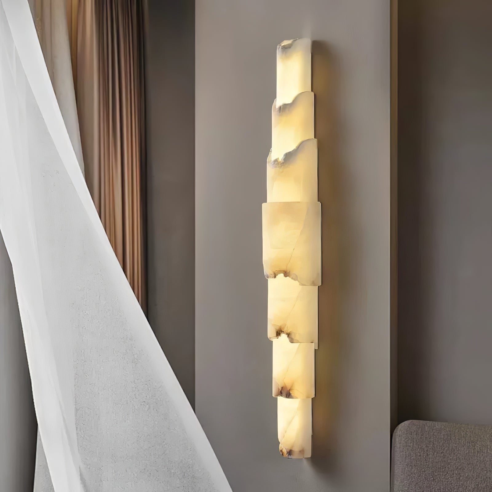 Cascading Alabaster Wall Sconce - ∅ 3.5" x H 28.3"WhiteBlushlighting