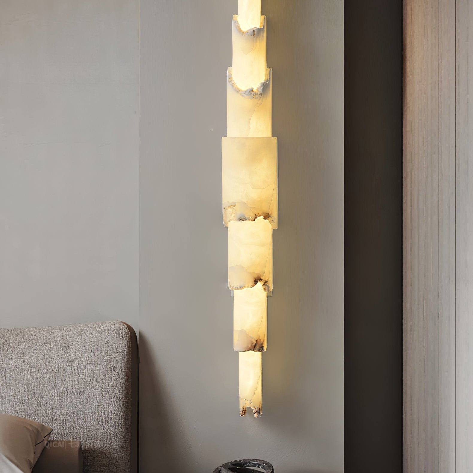 Cascading Alabaster Wall Sconce - ∅ 3.5" x H 28.3"WhiteBlushlighting