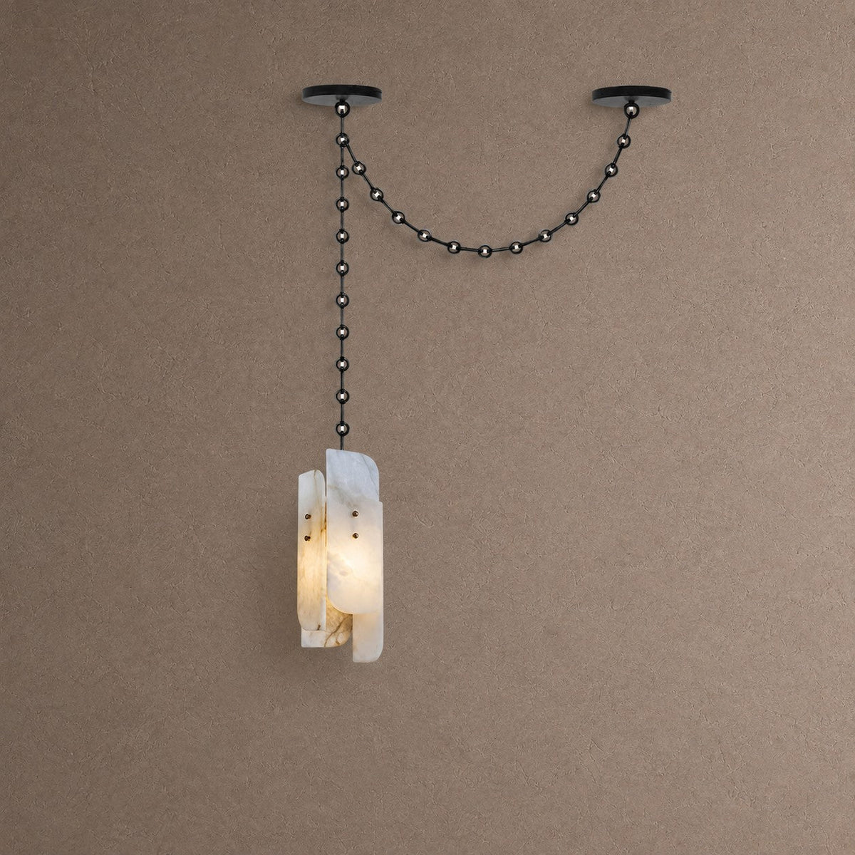 Cascading Chain Chandelier - 1 Heads ∅ 5.9″ x H 15.7″Black & WhiteBlushlighting