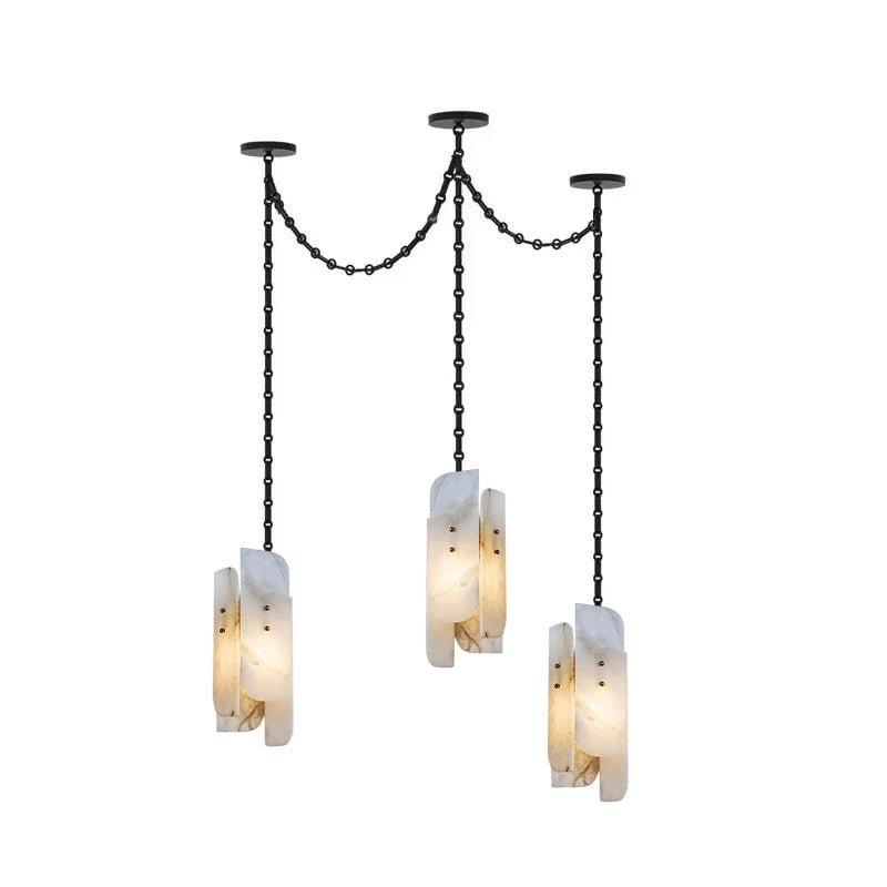 Cascading Chain Cluster Chandelier - 3 Heads ∅ 5.9″ x H 15.7″Black & WhiteBlushlighting