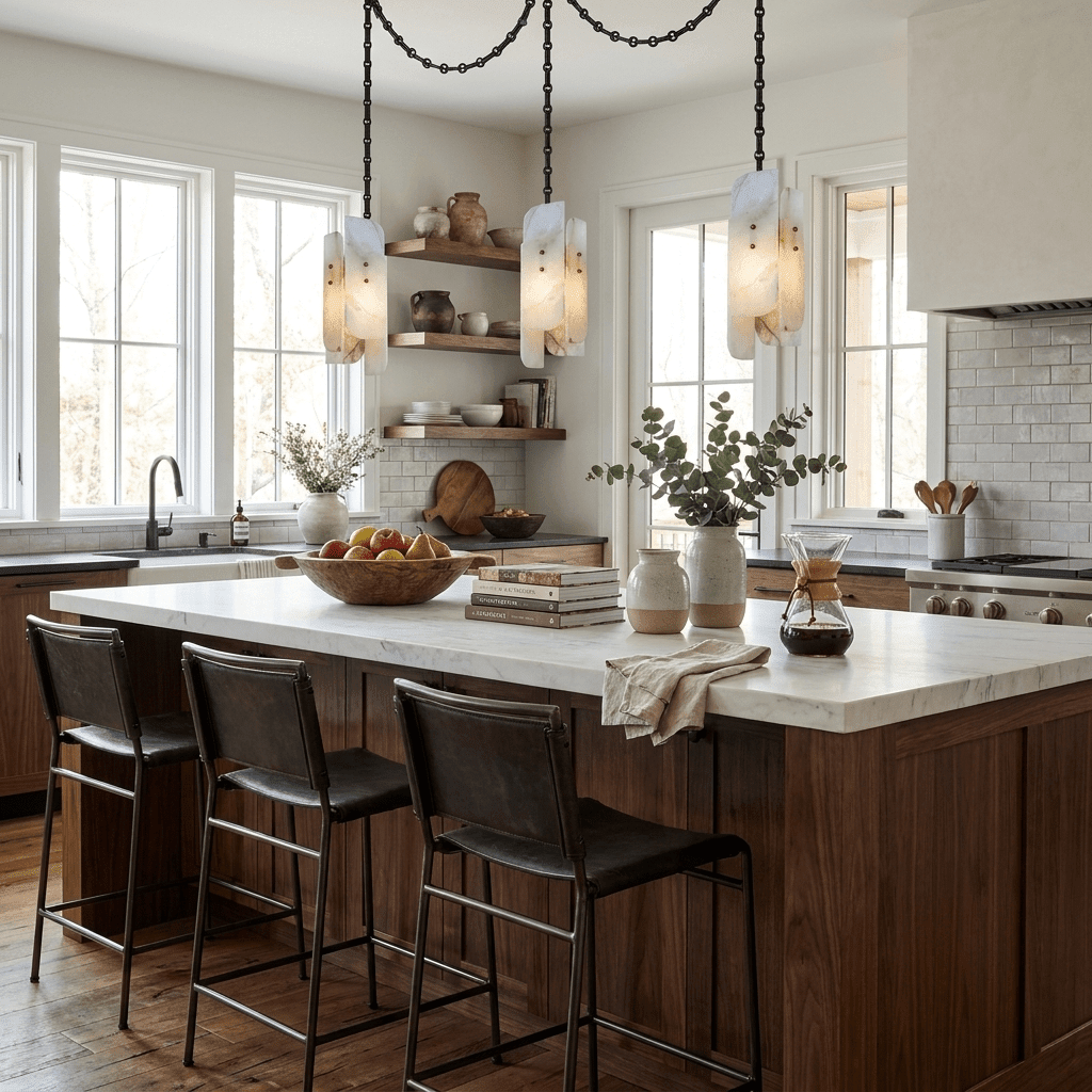 Cascading Chain Cluster Chandelier - 1 Heads ∅ 5.9″ x H 15.7″Black & WhiteBlushlighting