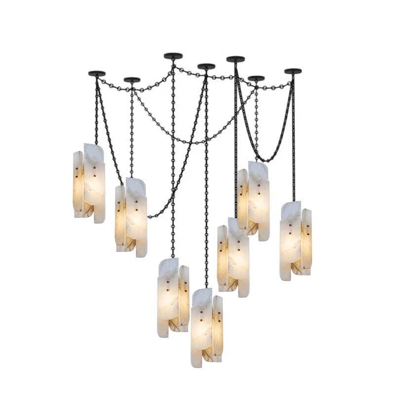 Cascading Chain Cluster Chandelier - 7 Heads ∅ 5.9″ x H 15.7″Black & WhiteBlushlighting