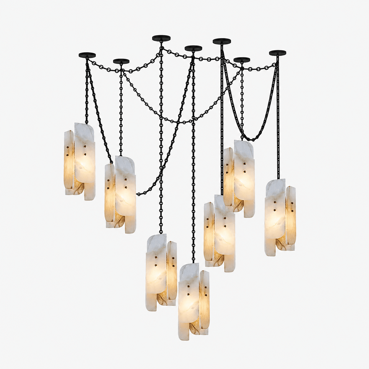 Cascading Chain Cluster Chandelier - 1 Heads ∅ 5.9″ x H 15.7″Black & WhiteBlushlighting