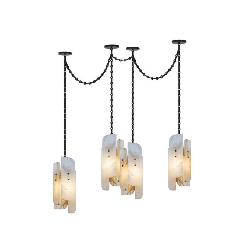 Cascading Chain Cluster Chandelier - 4 Heads ∅ 5.9″ x H 15.7″Black & WhiteBlushlighting