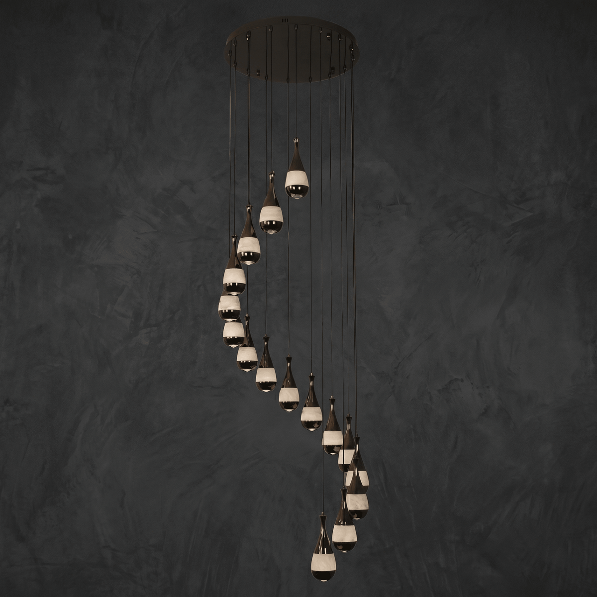 Cascata Spiral Alabaster Pendant Chandelier - Blushlighting
