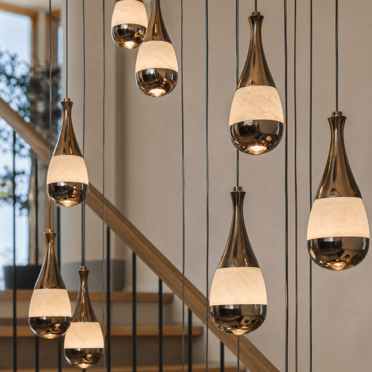 Cascata Spiral Alabaster Pendant Chandelier - Blushlighting