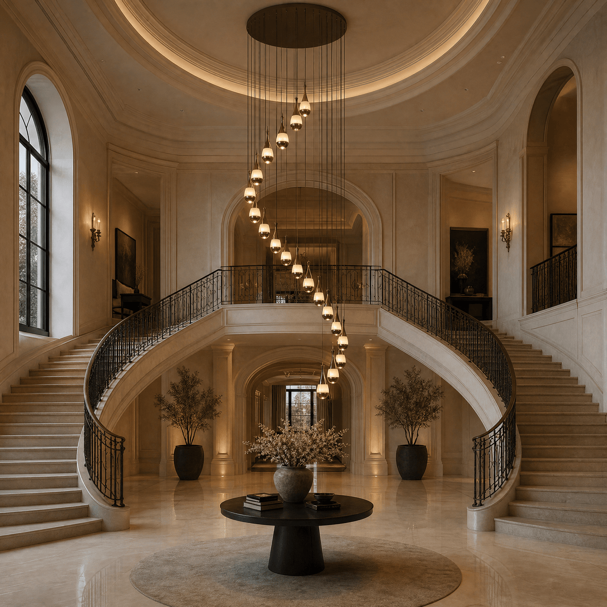 Cascata Spiral Alabaster Pendant Chandelier - Blushlighting