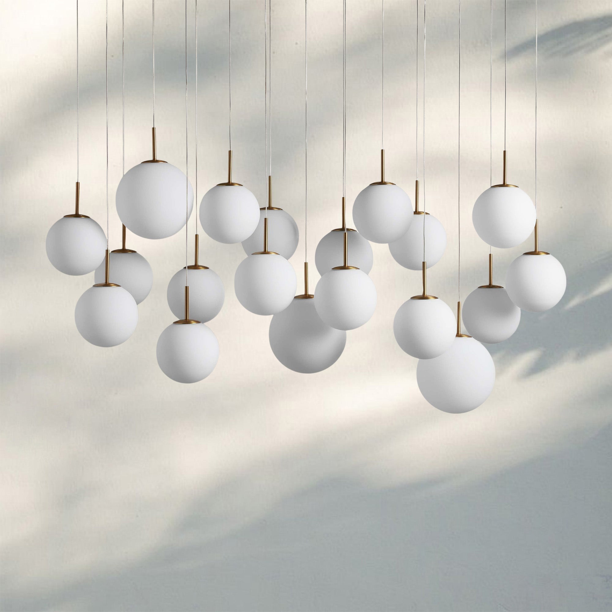 Casens Modern Linear Chandelier - Hand - Blown Glass Globe Pendant Light for Dining Table & Kitchen Island - 55" 10 - LightMatte OpalBlushlighting