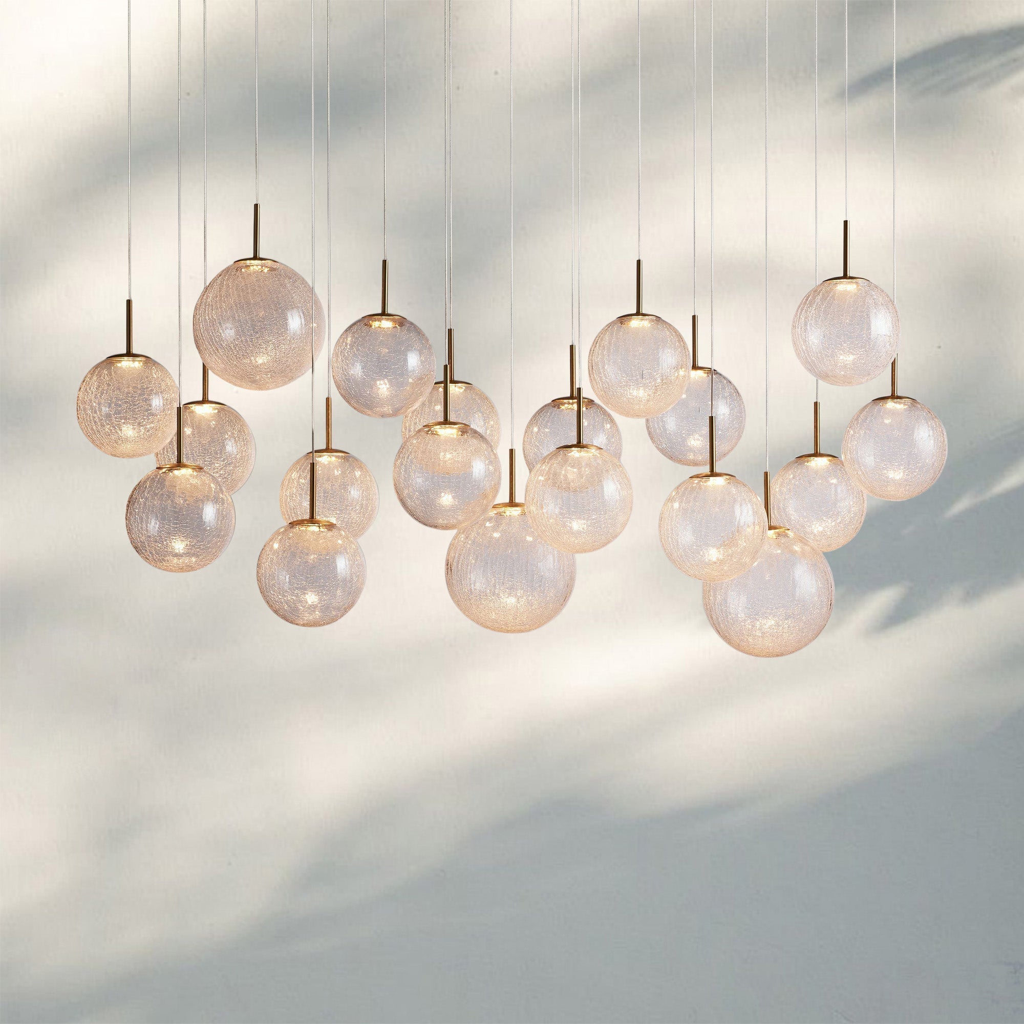 Casens Modern Linear Chandelier - Hand - Blown Glass Globe Pendant Light for Dining Table & Kitchen Island - 65" 19 - LightCrackleBlushlighting
