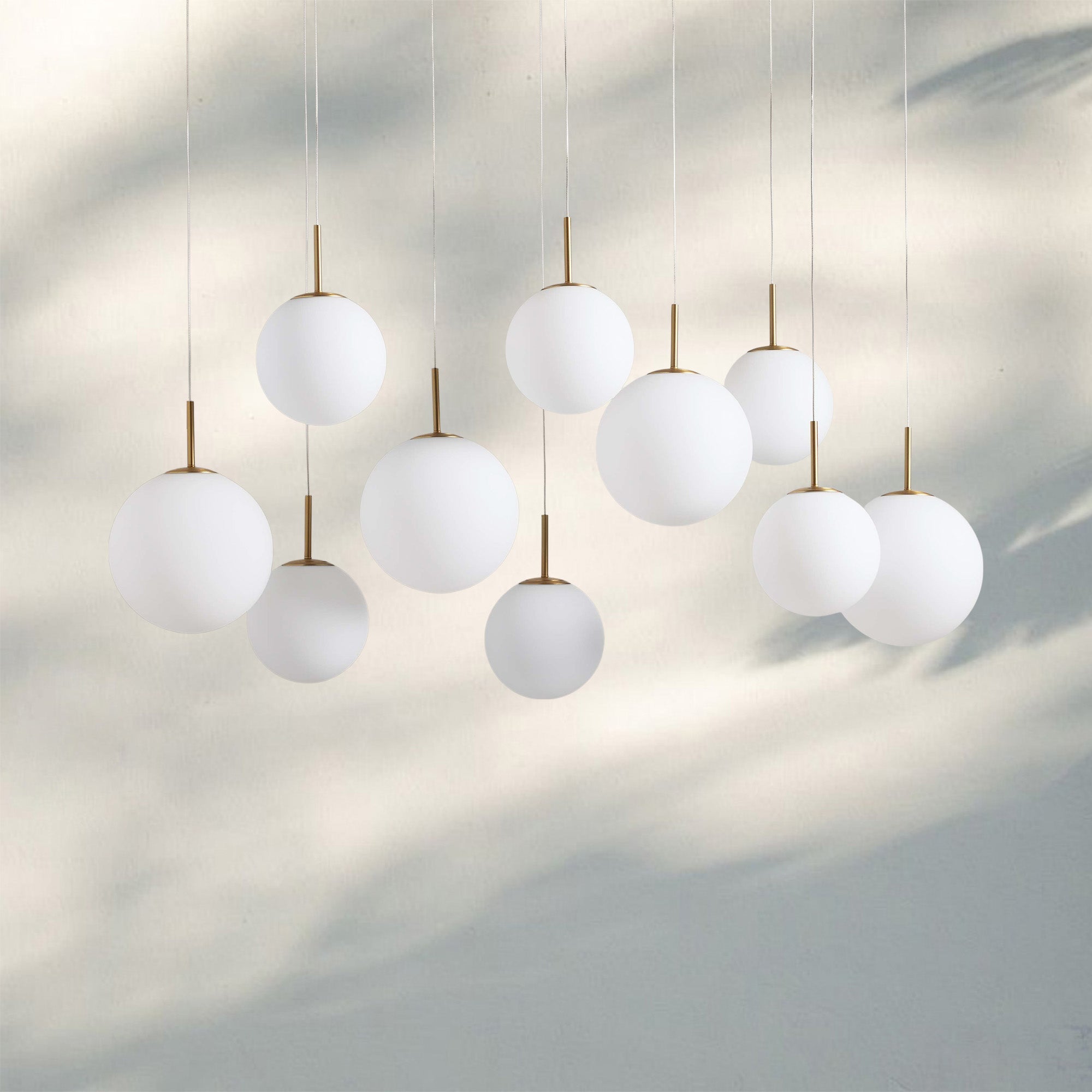 Casens Modern Linear Chandelier - Hand - Blown Glass Globe Pendant Light for Dining Table & Kitchen Island - 55" 10 - LightMatte OpalBlushlighting
