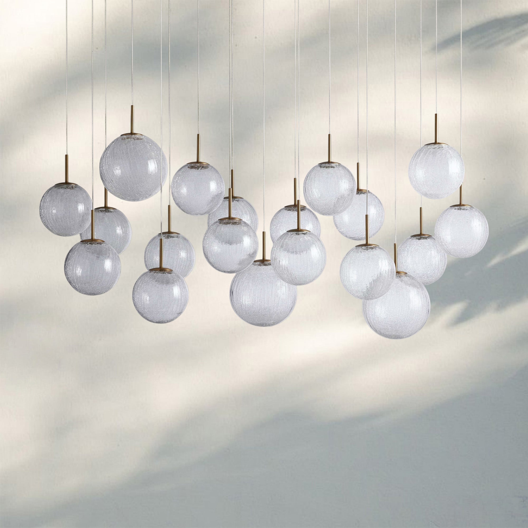 Casens Modern Linear Chandelier - Hand - Blown Glass Globe Pendant Light for Dining Table & Kitchen Island - 65" 19 - LightCrackleBlushlighting
