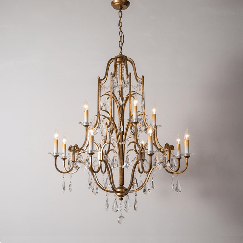 Caspian Vintage Candle Art Brass Chandelier For Living Room-chandeliers for dining room,chandeliers for stairways,chandeliers for foyer,chandeliers for bedrooms,chandeliers for kitchen,chandeliers for living room-Blushlighting-36.6"-Blushlighting