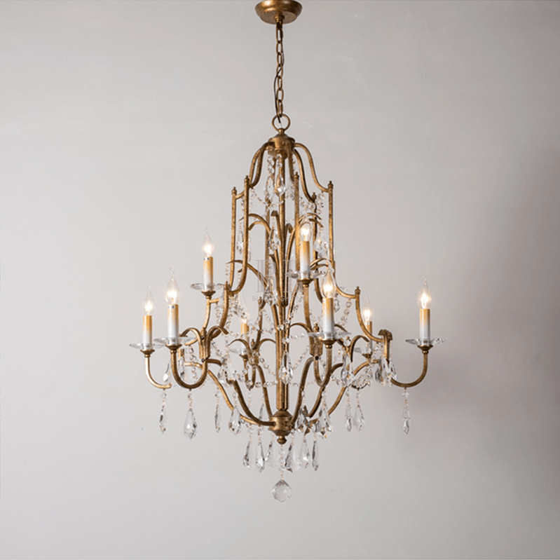Caspian Vintage Candle Art Brass Chandelier For Living Room-chandeliers for dining room,chandeliers for stairways,chandeliers for foyer,chandeliers for bedrooms,chandeliers for kitchen,chandeliers for living room-Blushlighting-32.28"-Blushlighting